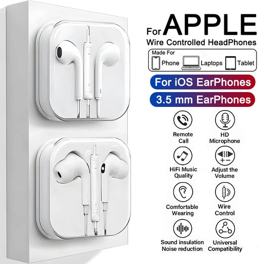 3.5mm Wired Earbuds with Microphone – Universal Stereo Earphones for iPhone, iPad, Laptop & Tablet (with In-Line Controls)