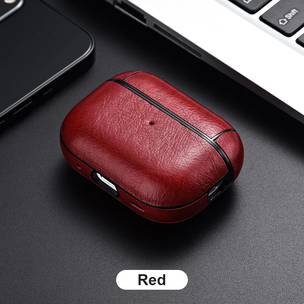 PU Leather Business Case for AirPods Pro 3/2 & AirPods 4/3 – Professional Protective Cover with Wireless Charging (USB-C & Lightning Compatible)