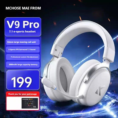 MCHOSE V9 Pro Tri-Mode Gaming Headset – 250-Hour Battery, 15ms Ultra-Low Latency, 53mm Drivers with 7.1 Surround Sound, AI Noise-Canceling Mic for PC/PS5/PS4/Switch/Mobile (Competes with $200+ Headsets)
