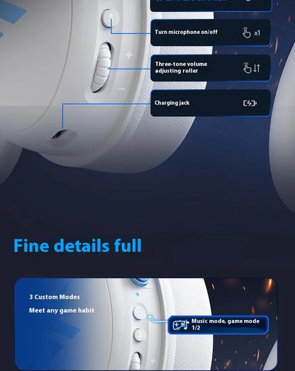 MCHOSE V9 Pro Tri-Mode Gaming Headset – 250-Hour Battery, 15ms Ultra-Low Latency, 53mm Drivers with 7.1 Surround Sound, AI Noise-Canceling Mic for PC/PS5/PS4/Switch/Mobile (Competes with $200+ Headsets)