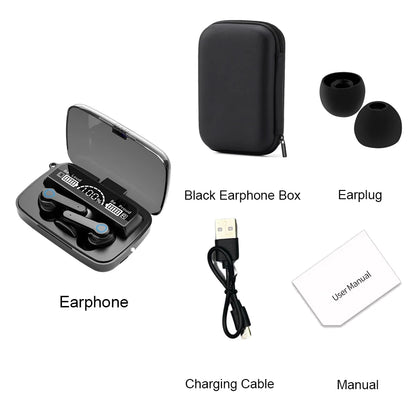 M19 Bluetooth 5.1 Wireless Earbuds with 2000mAh Power Bank Charging Case – True Wireless Gaming Earphones with LED Display, Touch Controls & Emergency Phone Charging