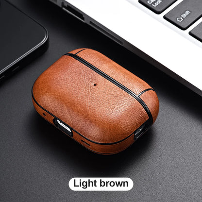 PU Leather Business Case for AirPods Pro 3/2 & AirPods 4/3 – Professional Protective Cover with Wireless Charging (USB-C & Lightning Compatible)