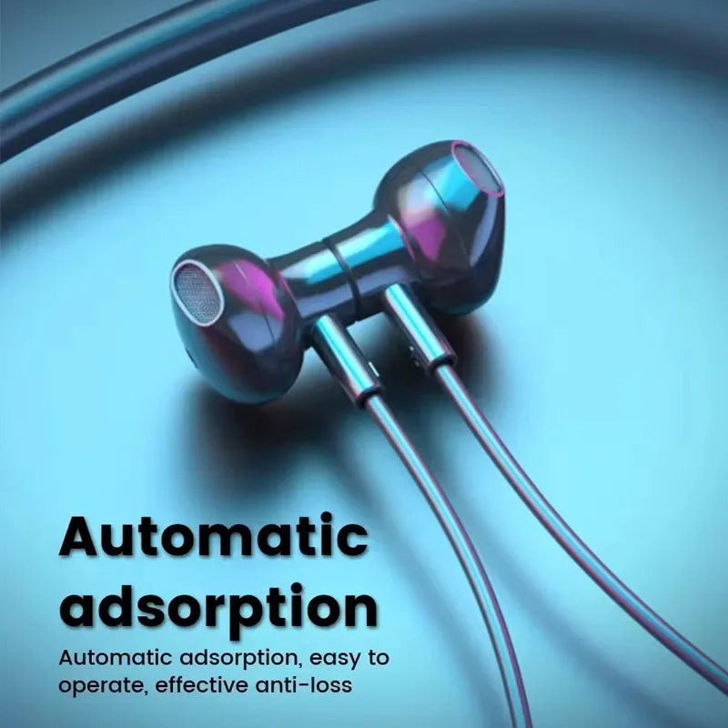 Bluetooth 5.2 Wireless Neckband Earphones – Gaming Sports Headset with LED Battery Display, Magnetic Earbuds & Waterproof Design for Running, Gym & Mobile Gaming