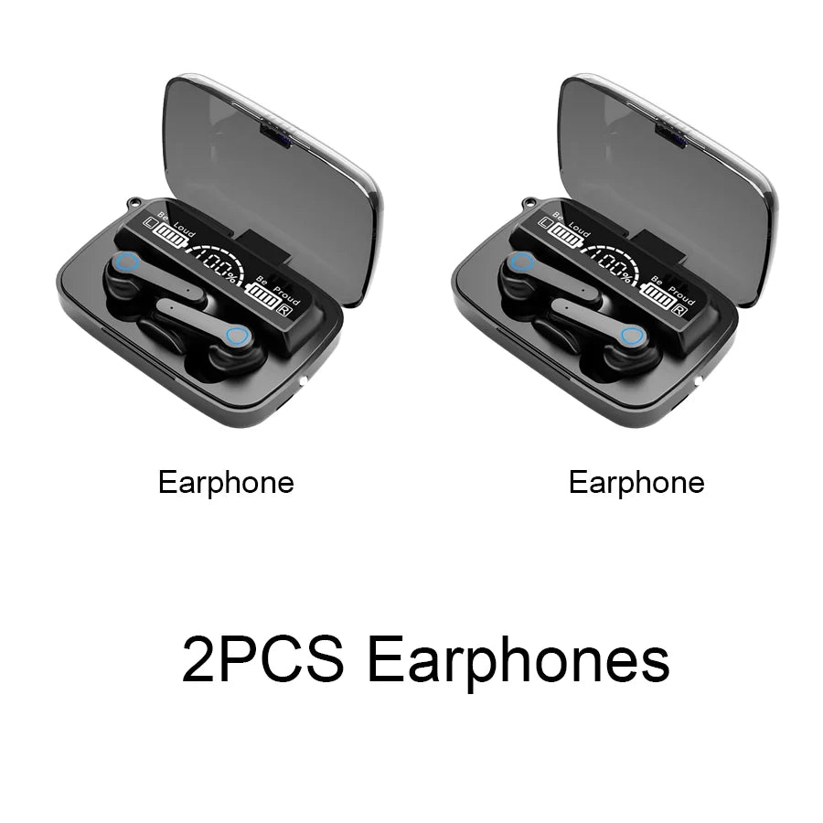M19 Bluetooth 5.1 Wireless Earbuds with 2000mAh Power Bank Charging Case – True Wireless Gaming Earphones with LED Display, Touch Controls & Emergency Phone Charging