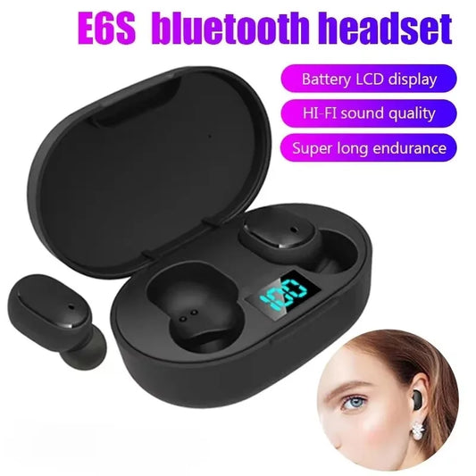E6S Bluetooth 5.1 TWS Wireless Earbuds with LED Battery Display – Budget In-Ear Headphones with Microphone, Touch Controls & 150-Hour Playtime for iPhone, Android & Xiaomi