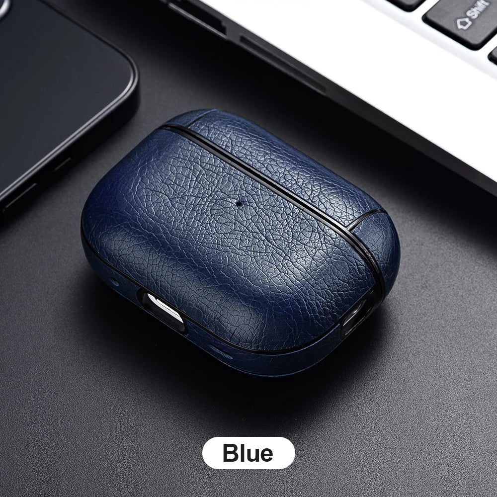 PU Leather Business Case for AirPods Pro 3/2 & AirPods 4/3 – Professional Protective Cover with Wireless Charging (USB-C & Lightning Compatible)