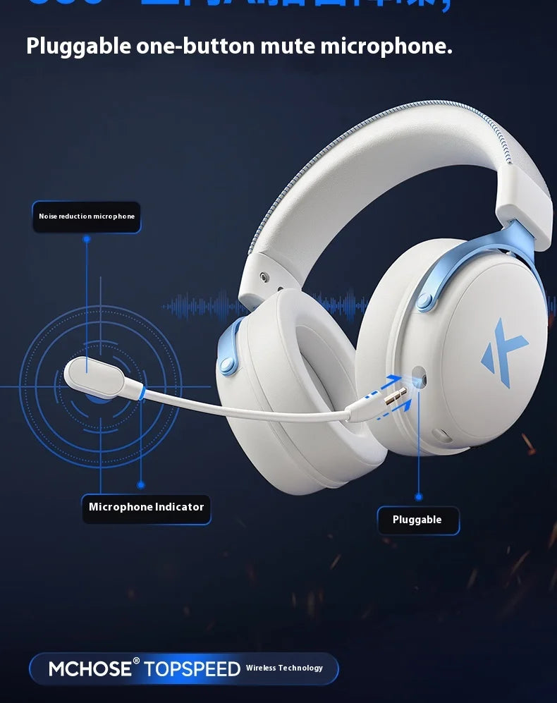 MCHOSE V9 Pro Tri-Mode Gaming Headset – 250-Hour Battery, 15ms Ultra-Low Latency, 53mm Drivers with 7.1 Surround Sound, AI Noise-Canceling Mic for PC/PS5/PS4/Switch/Mobile (Competes with $200+ Headsets)