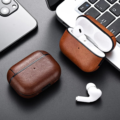 PU Leather Business Case for AirPods Pro 3/2 & AirPods 4/3 – Professional Protective Cover with Wireless Charging (USB-C & Lightning Compatible)