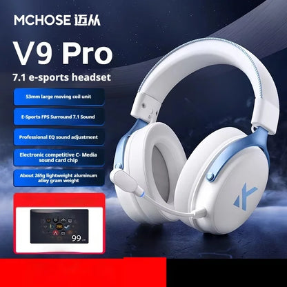 MCHOSE V9 Pro Tri-Mode Gaming Headset – 250-Hour Battery, 15ms Ultra-Low Latency, 53mm Drivers with 7.1 Surround Sound, AI Noise-Canceling Mic for PC/PS5/PS4/Switch/Mobile (Competes with $200+ Headsets)